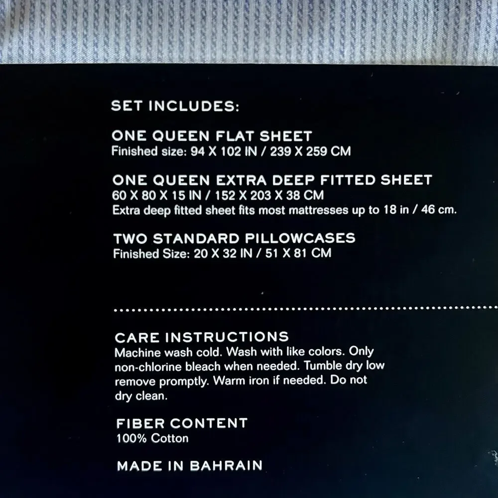NEW Ralph Lauren Cotton Deep Fitted Sheet Set Blue White Stripe Queen Size